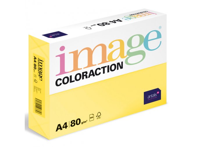 barevny papir image coloraction a4 80g pastelove zluta 500 ks 962
