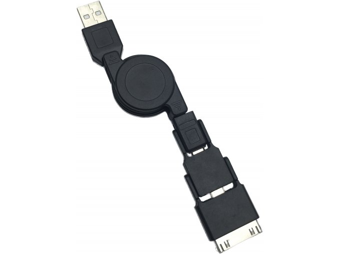 Plastový samonavíjecí datový USB kabel Oktet, černá
