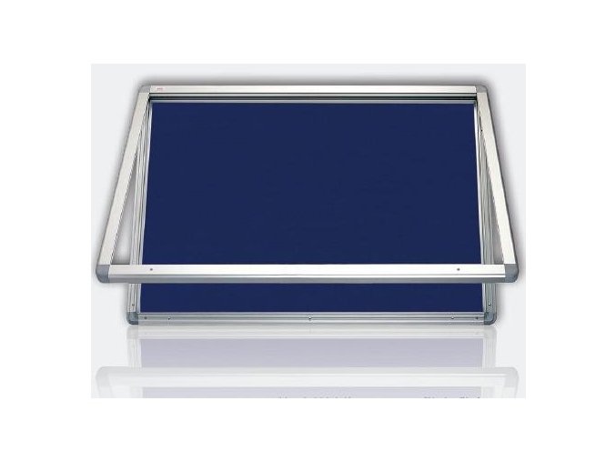 Venkovní vitrína s horizontálním otevíráním, výplň modrý filc, 75 x 70 cm