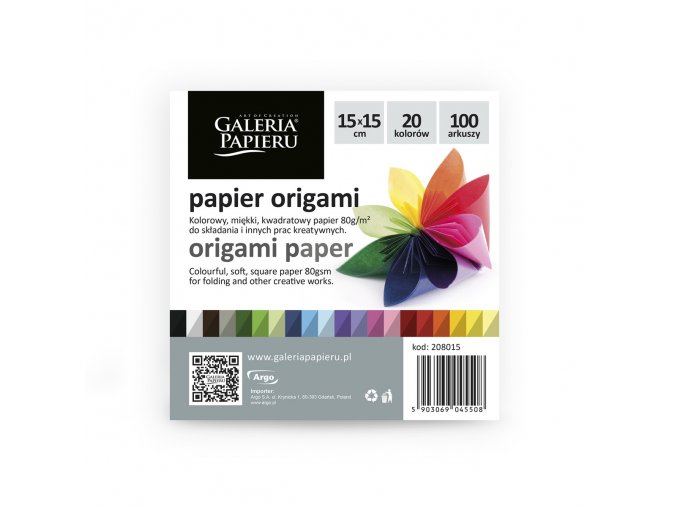 Galeria Papieru origami papír barevný 15x15cm, 100ks