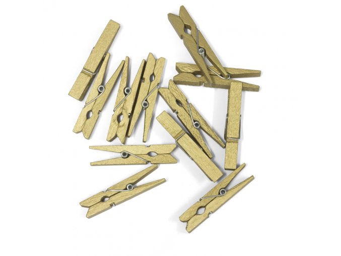Kolíčky dřevěné zlatá 47mm, 12ks