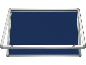 Horizontální vitrína 150x100 cm se zámkem, textilní modrá