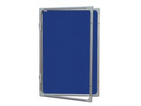 Vitrína s vertikálním otevíráním a zámkem 120x90cm, textilní modrá