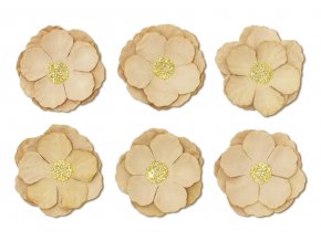 Papírové květiny samolepicí Clematis béžová, 6ks