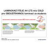 Laminovací fólie COLD 10ks A4 175mic pro laminaci za studena