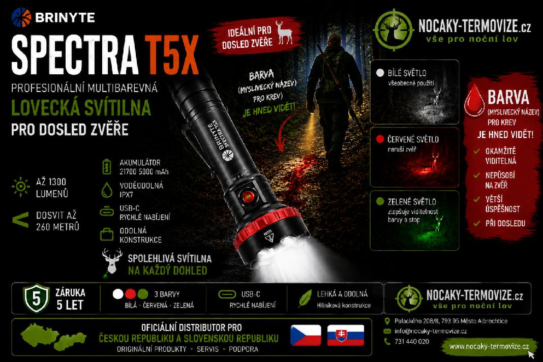 Brinyte Spectra T5X ,svítilna na vyhledávání krve