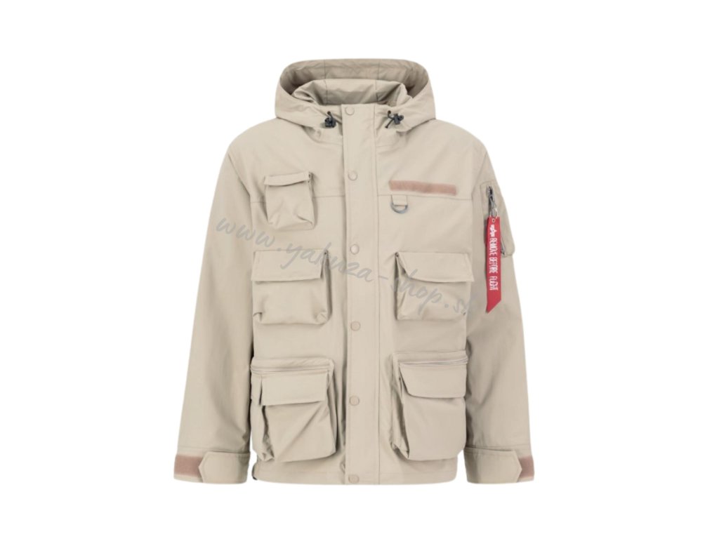 Alpha Industries prechodná bunda HOODED CARGO JACKET vintage sand