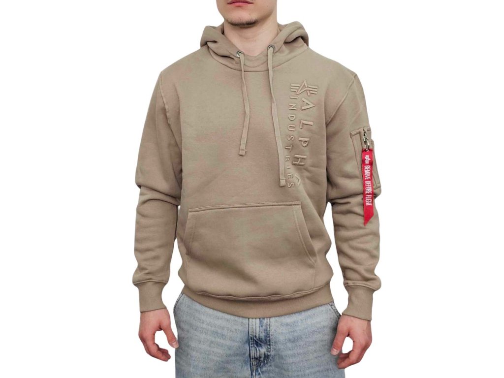 alpha industries emb hoody panska mikina vintage sand 2