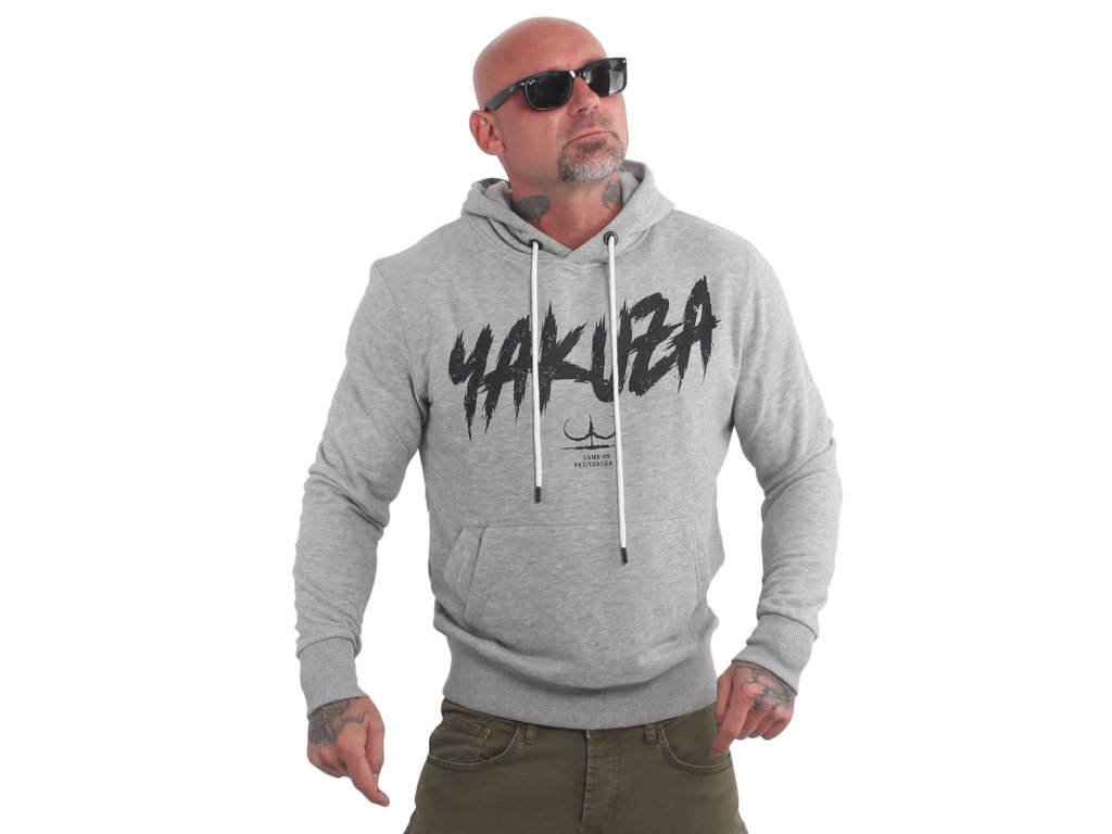Yakuza mikina pánska s kapucňou FAT TAG HOB 21003 grey melange