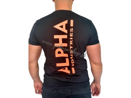 Alpha Industries BACKPRINT T REFLECTIVE PRINT black reflective orange tričko pánske 1