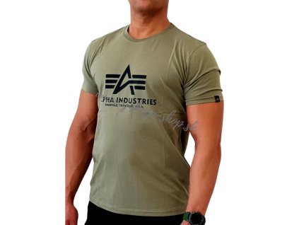 Alpha Industries Basic T-Shirt Olive tričko pánske (Farba zelená, Veľkosť pánska XXL)