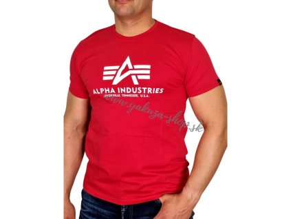 Alpha Industries Basic T-Shirt Speed Red/White tričko pánske 1