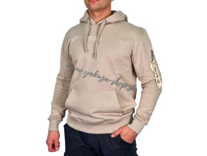 Alpha Industries Organic EMB Hoody pánska mikina Beige