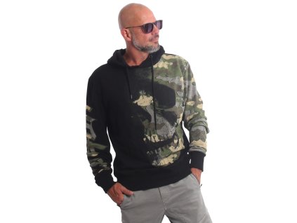 Yakuza mikina pánska s kapucňou RISING SKULL HOB 20095 black a
