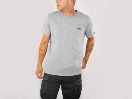 Alpha Industries Basic T Small logo Grey Mellange tričko pánske