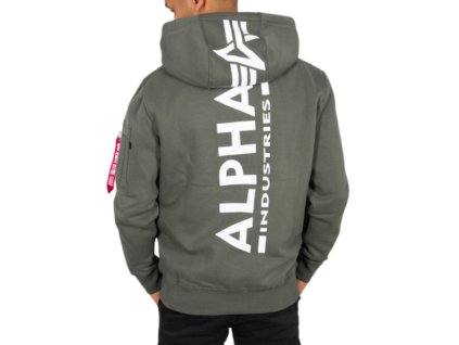 Alpha Industries Back Print Hoody pánska mikina dark olive
