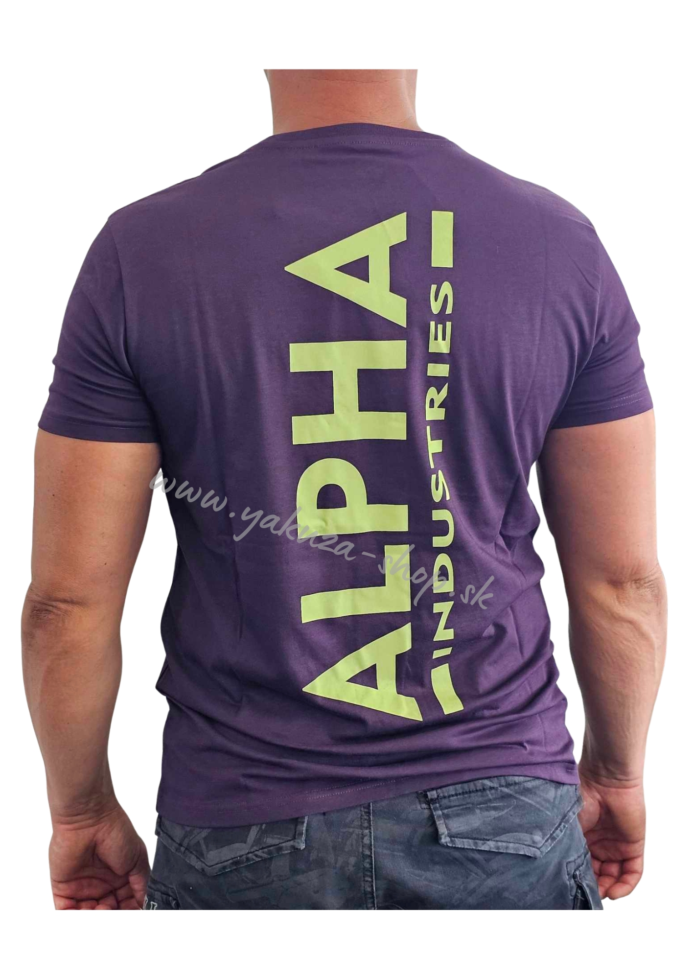 Alpha Industries BACKPRINT T tričko pánske Plum Veľkosť: M, Farba: fialová