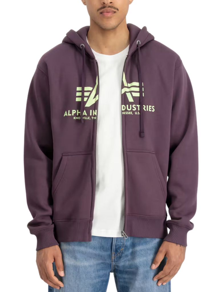 Alpha Industries Basic Zip Hoody pánska mikina plum Veľkosť: M, Farba: fialová