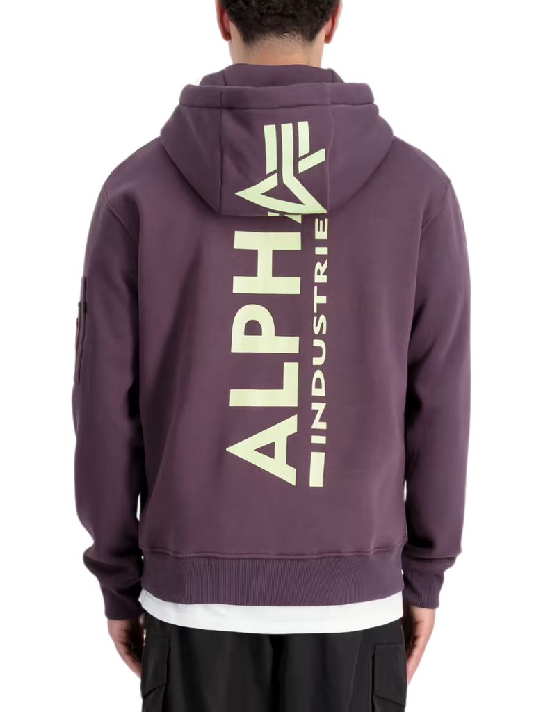 Alpha Industries Back Print Hoody pánska mikina plum Veľkosť: XL, Farba: fialová