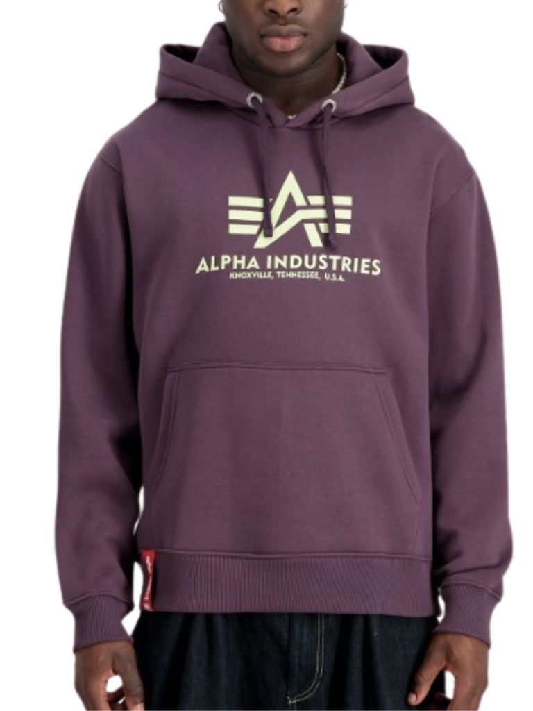 Alpha Industries Basic Hoody pánska mikina plum Veľkosť: L, Farba: fialová
