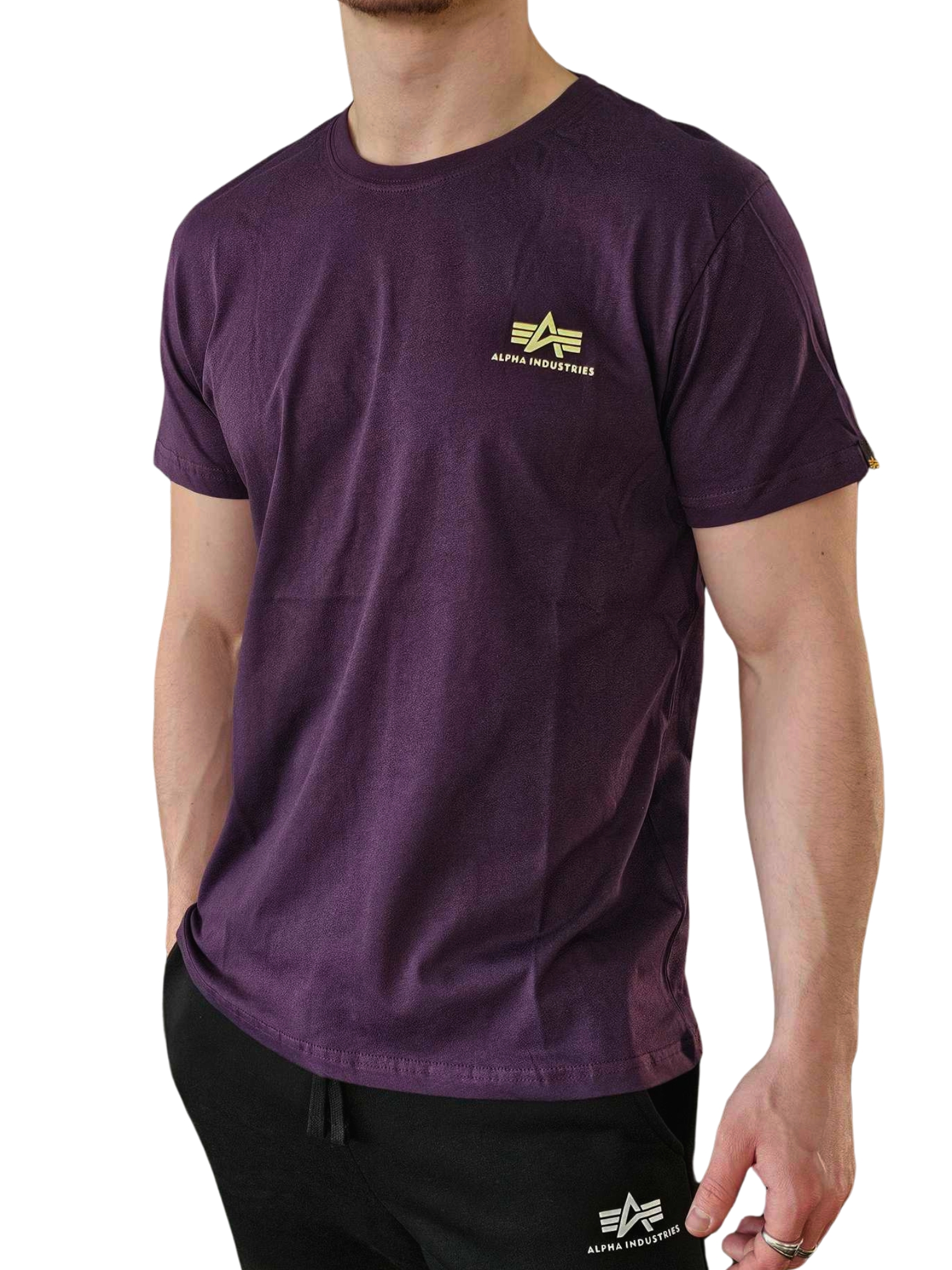 Alpha Industries Basic T Small logo Plum tričko pánske Veľkosť: XL, Farba: fialová