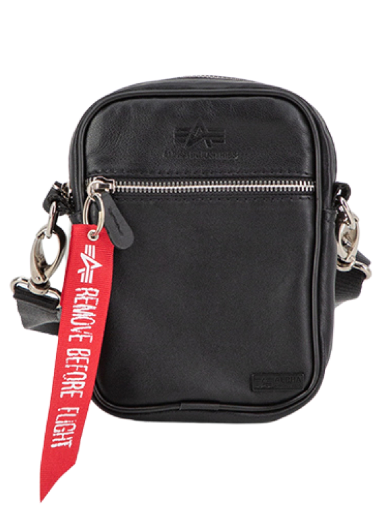 Alpha Industries RBF LEATHER UTILITY BAG black kožená taška na rameno Veľkosť: Unisex, Farba: čierna