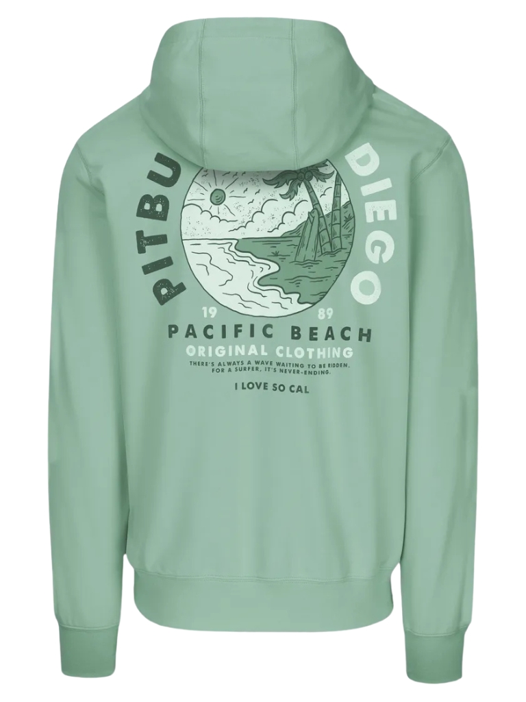 Pitbull West Coast pánska mikina na zips s kapucňou Planet Surf mint Veľkosť: XL, Farba: zelená