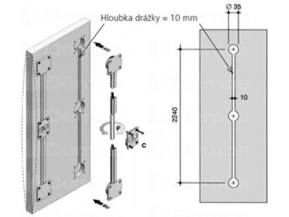 Výztuha posuvných dveří max. 2250mm,černá