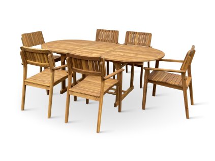 Zahradní dřevěný set stůl VIET + křesla LUCY 1+6 (7)