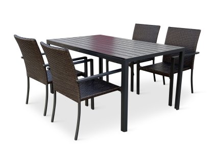 Zahradní jídelní set Viking L + 4x židle WICKER PAT (2)