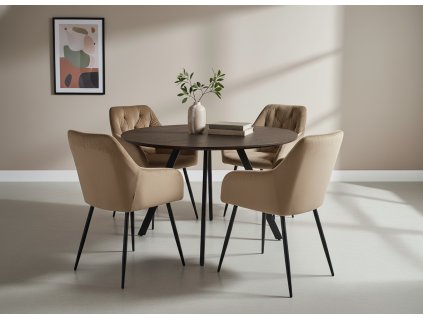 gyrus 120 hnědý + 4x židle SIENA béžová