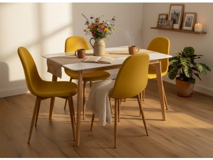 scandinavia 120 + 4x židle marie žlutá (2)