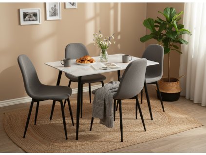 Jídelní set CERAMON 120 bílý + 4x židle MARIE šedá
