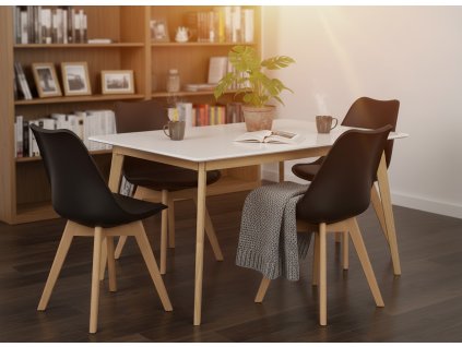 Jídelní set SCANDINAVIA 150 bílý + 4x židle SCANDINO černá