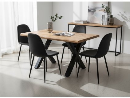 Jídelní set ROBUL 140 + 4x židle MARIE černá