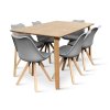 Dřevěný jídelní set Zaha dekor dub + 6x židle Gina šedá (4)
