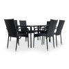 Zahradní jídelní set Klaudie černý + 6x židle PARIS KD (4)