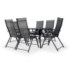 Zahradní jídelní set Klaudie černý + 6x židle Pia polohovací (1)