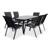 Zahradní jídelní set Klaudie černý + 6x kovová židle Ramada