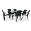 Zahradní jídelní set Klaudie černý + 6x židle ROMA (1)