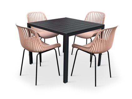 Elegantní zahradní set Viking M + 4x židle GABY růžová (1)