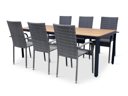 Zahradní jídelní set Milano + 6x ratanová židle Paris PREMIUM (2)