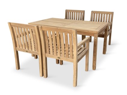 Zahradní nábytek teak stůl GARDEN I. + 4x křeslo Kingsbury (4)