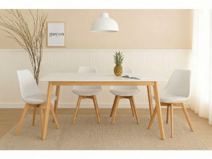Jedálenský set SCANDINAVIA 150 biely + 4x stolička SCANDINO biela