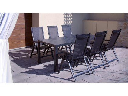 Zahradní jídelní set Viking XL + 6x polohovací křeslo Mona