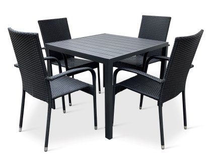 Zahradní jídelní set Viking M + 4x ratanová židle Paris