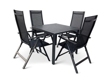 Zahradní jídelní set Viking M + 4x polohovací židle Tony