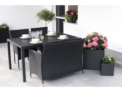 Set Viking L + 2x černé křeslo BALI antracit + 1x Bali ratan lavice