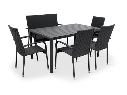 Zahradní set ratan stůl Viking L + 4x židle a 1x lavice PARIS (4)