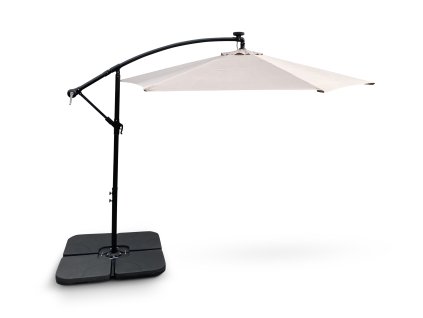 Zahradní slunečník Hook pr. 3m béžový s LED osvětlením + závaží